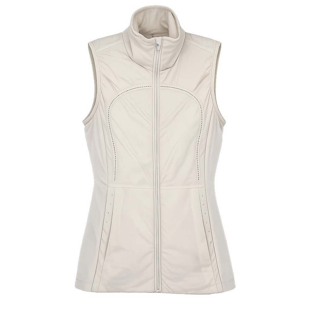 Lululemon Run For Cold Vest Cream Full Zip Insulated Back Pocket Fitted 8